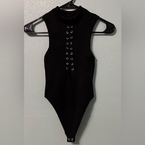 Black Lace-Up Women’s One Piece